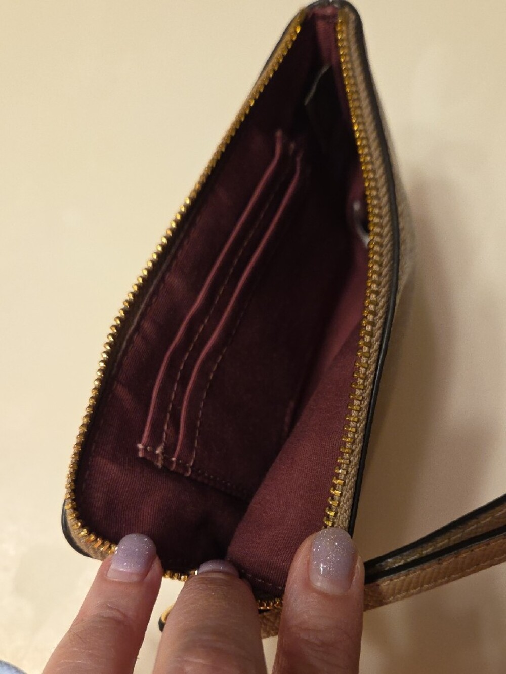 Marlon Coach Pebbled Leather Shoulder Bag and Wristlet -Taupe with Gold Hardware - Picture 12 of 12